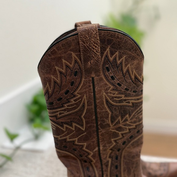 Dan Post SIDEWINDER Women 6 Western Cowboy Boots Brown MAD CAT Leather Snip Toe - Picture 4 of 10